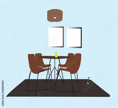 Modern Dining Room Interior With Table and Chairs