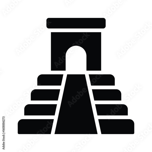 Modern glyph style icon of mayan-style itza carving