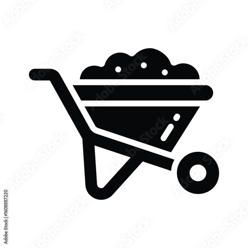 Easy to use glyph style icon of transport wheelbarrow