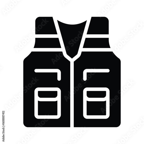 Handy glyph style icon of archaeologist utility vest