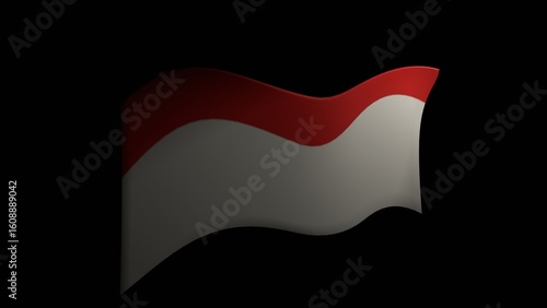 Indonesian flag with smooth waving effect on dark background.