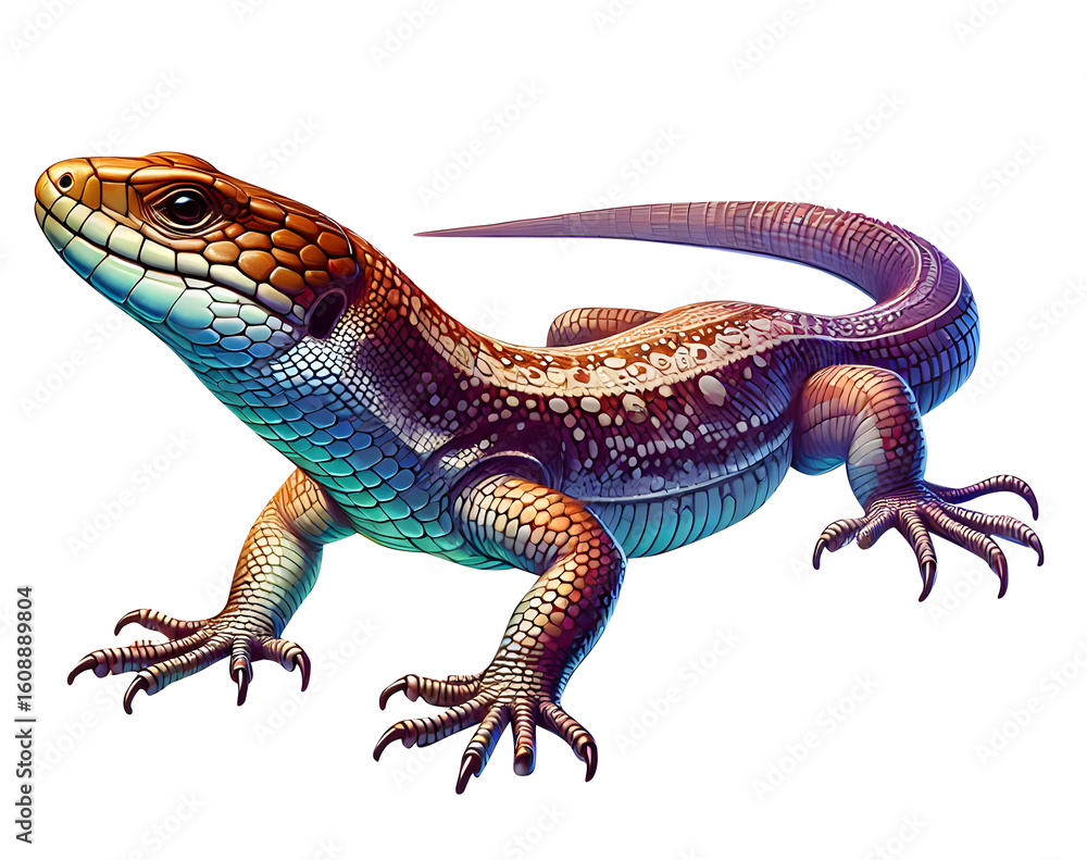 Obraz premium Illustration of a Lizard in 3D Style Isolated on Transparent Background