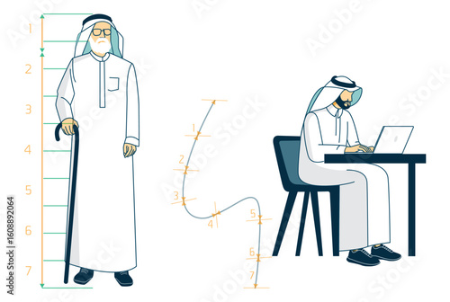 Conceptual vector illustration showing an office employee and an elderly man standing together in protest or strike. Represents labor rights, generational unity, or economic struggle.