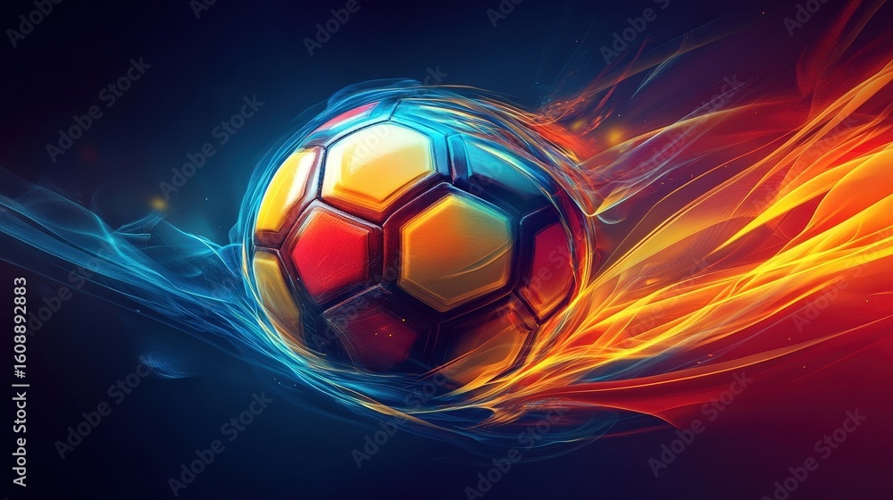 Fototapeta premium fiery soccer ball abstract art