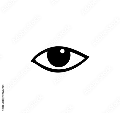 Single Eye Icon: A bold, monochrome illustration depicts a single eye, symbolizing observation, perception, and focus.