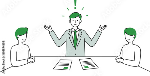 Business team leader explaining strategy to team showing communication, leadership, planning, teamwork, collaboration and corporate decision-making process

 flat vector illustration