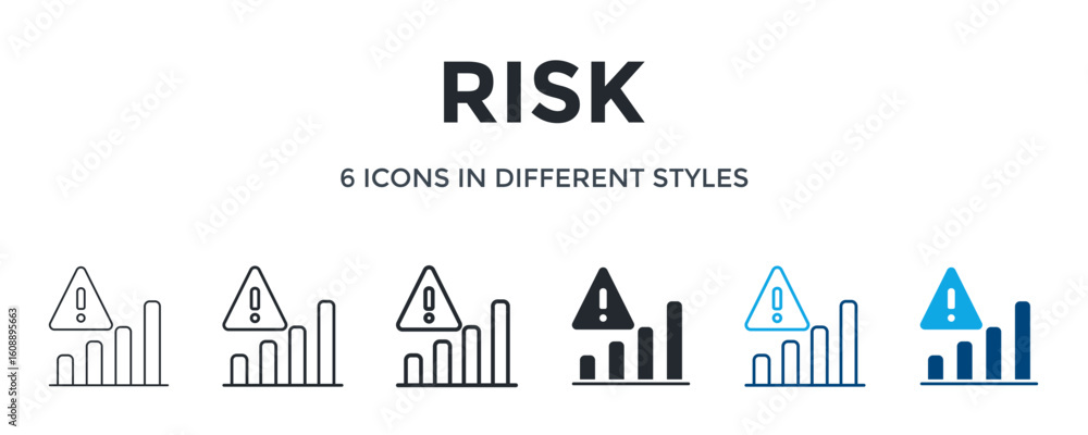 Obraz premium Risk Icon In Different Style Vector Illustration. Designed In Thin Line, Regular Line, Bold Line, Glyph, Color Line, And Color Glyph Style Can Be Used For Web