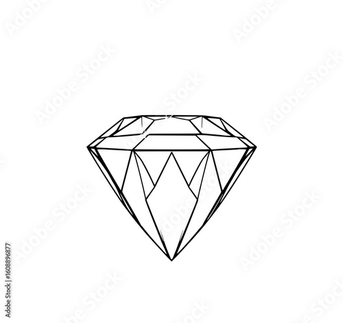 Diamond Gem Illustration: A bold, line art illustration depicts a brilliant diamond, showcasing its multifaceted facets and geometric precision.