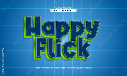 happy flick editable text effect with a game and kids text style