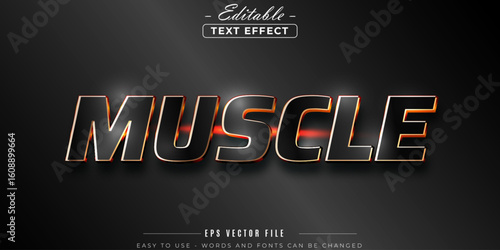 Muscle text with neon font, editable text effect.