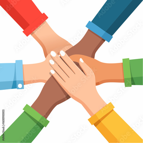 Collaborative Hands Diverse Teamwork and Unity Illustration