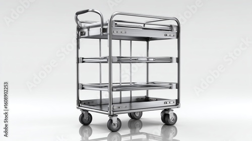 Industrial Stainless Steel Utility Cart with Four Shelves and Casters