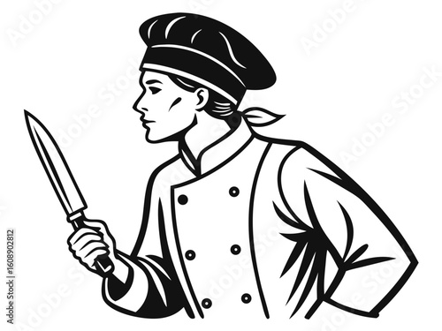 chef with knife illustration