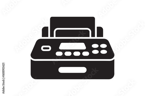 Vintage Fax Machine Silhouette Icon for Office Communication