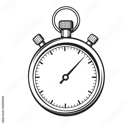 Vintage art hand drawn stopwatch illustrating time measurement and precision timing