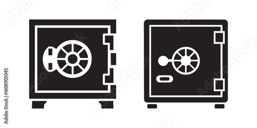 Secure Vault Icon: Protecting Valuables with a Strong and Reliable Safe Silhouette Design