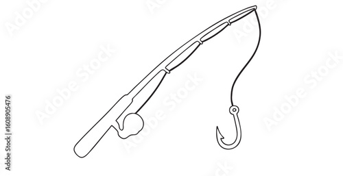 Black fishing rod vectors