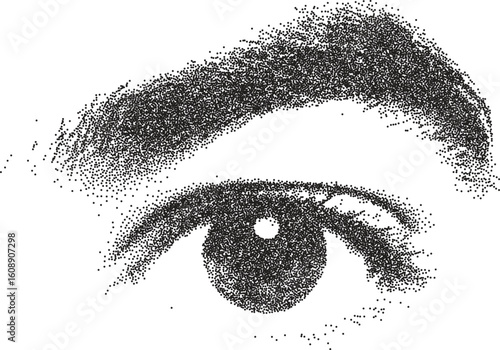 Eye retro y2k stipple design vision halftone brutalist urban vector png with clear background, iris 2000s photocopy grunge tattoo gen z effect