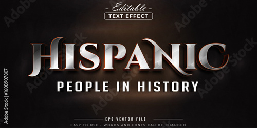 Hispanic people in history text, editable text effect.