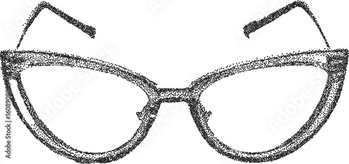 Glasses retro y2k stipple design eyewear halftone brutalist urban vector png with clear background, spectacles 2000s photocopy grunge tattoo gen z effect