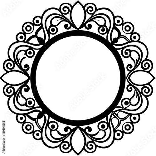 Elegant ornamental circular frame adds timeless beauty and sophistication to any design project needing classic flair