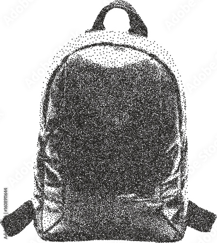 Bag retro y2k stipple design tote halftone brutalist urban vector png with clear background, pouch 2000s photocopy grunge tattoo gen z effect