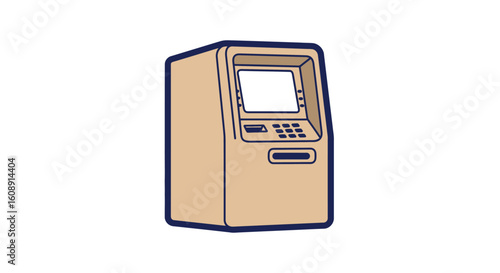 Flat illustration of simple ATM machine icon