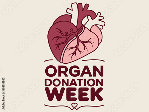 Organ Donation Week graphic illustration with a heart symbol and encouraging message for awareness and support