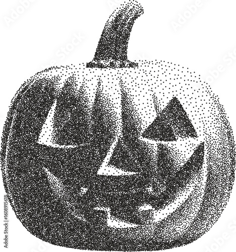 Pumpkin vintage y2k stipple art, harvest halftone stipple brutalist retro vector png with transparent background, autumn 2000s aesthetic photocopy effect tattoo