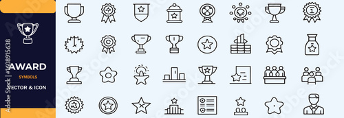 Award icon set. Champion symbol. Silhouette style.