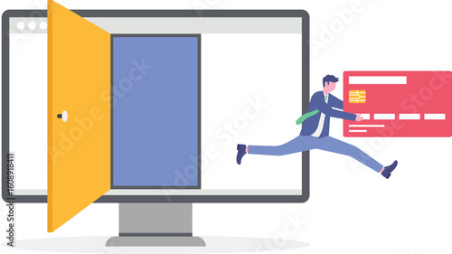 Credit card online hacking, online hacking or financial robbery concept.

