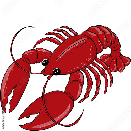 Illustration of a Bright Red Crawfish 