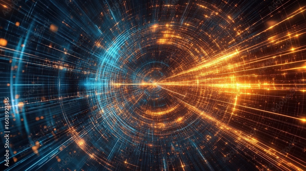 Fototapeta premium abstract digital tunnel glowing lines futuristic technology back