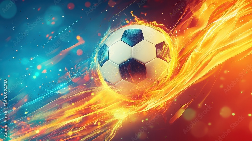 Fototapeta premium fiery soccer ball in motion