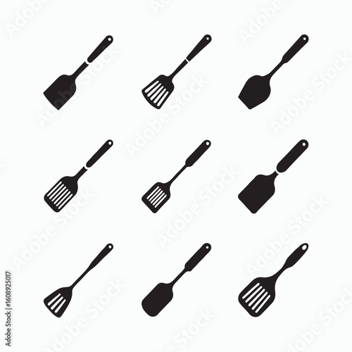 black and white cooking spatula icons
