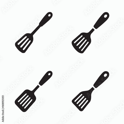 black and white cooking spatula icons
