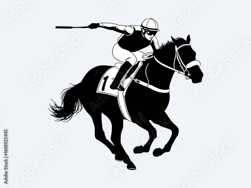 Silhouette of an equestrian athlete in action