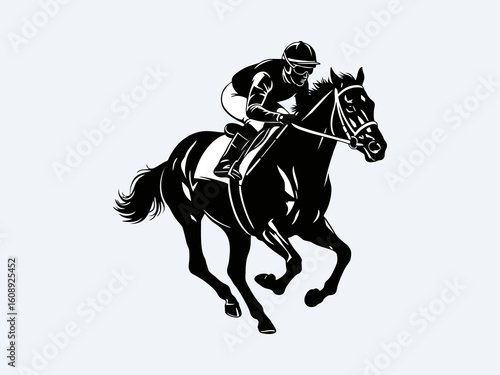 Silhouette of an equestrian athlete in action