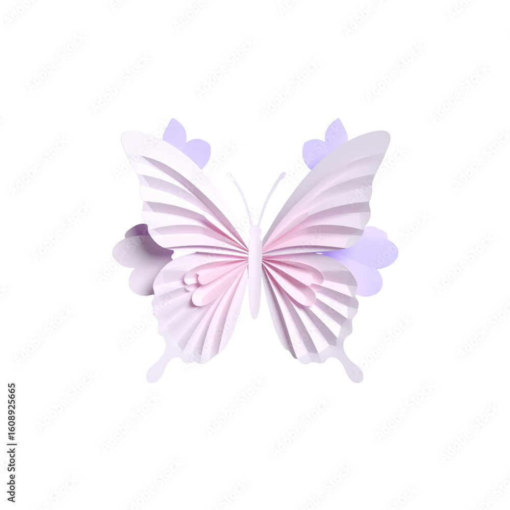 Fototapeta premium Beautiful paper cut style butterfly on white background. 