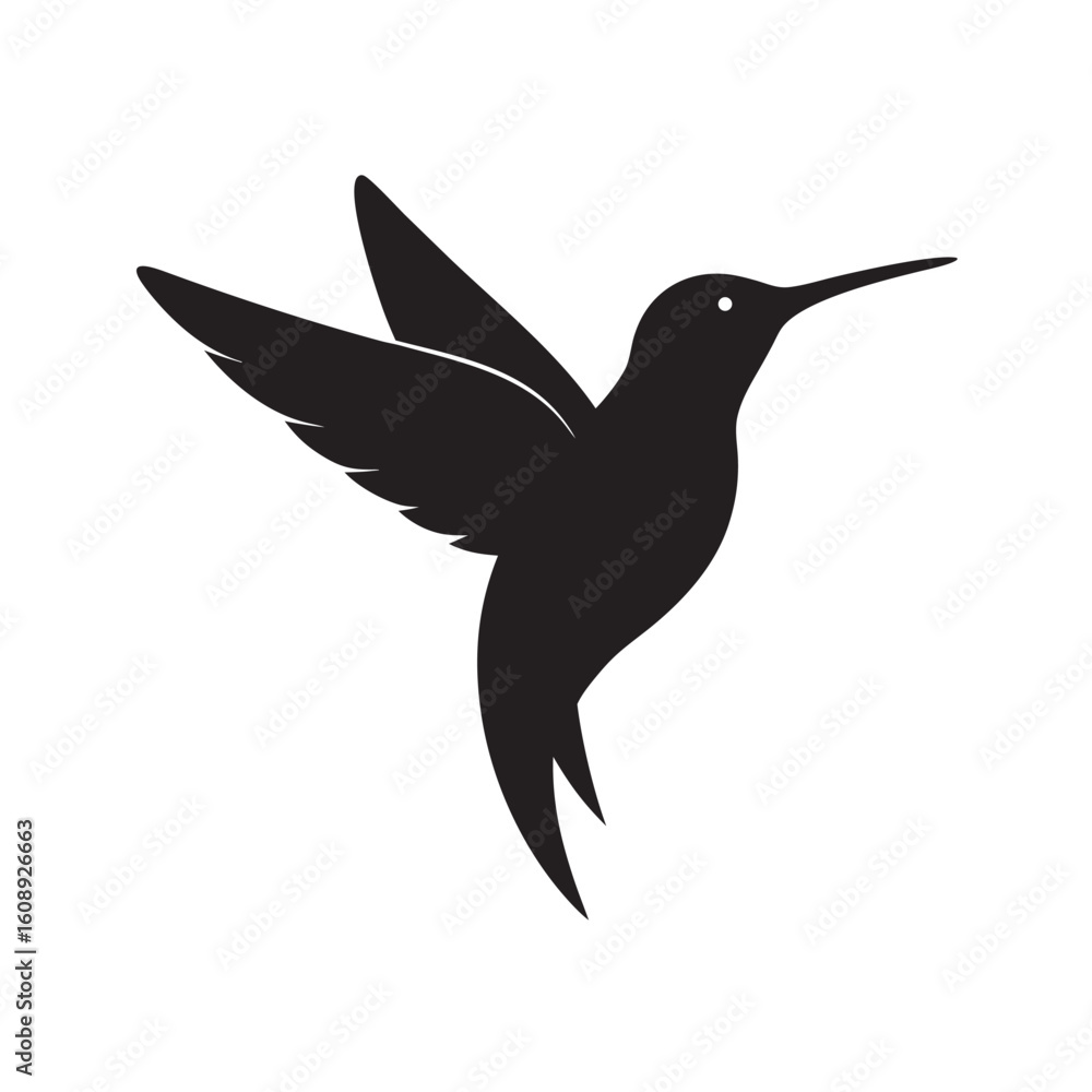 Fototapeta premium Hummingbird Hovering In Air Silhouette