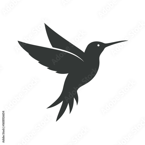 Hummingbird Hovering Near Flowers Silhouette