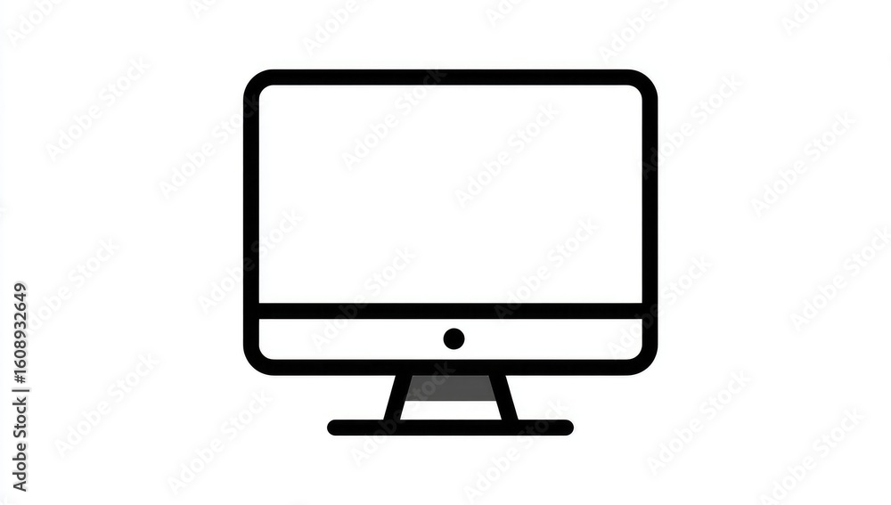 Simple black outline illustration of a computer monitor Simple black outline illustration of a computer monitor