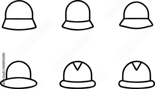 Six simple line drawings of different bell shapes on a white background