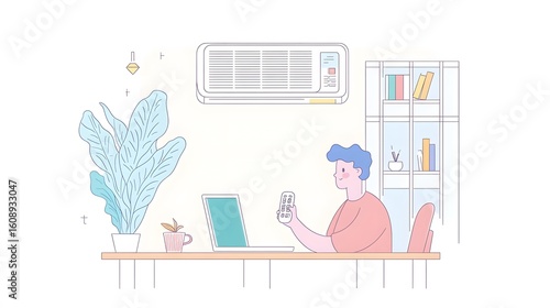 A person is working in an air-conditioned room.