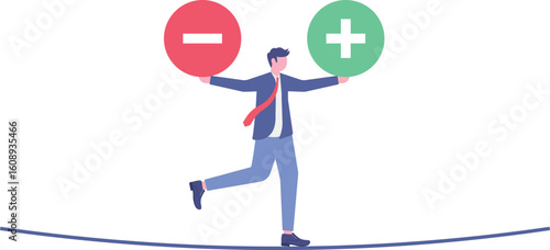 Pros and cons as benefits and threats analysis process.
