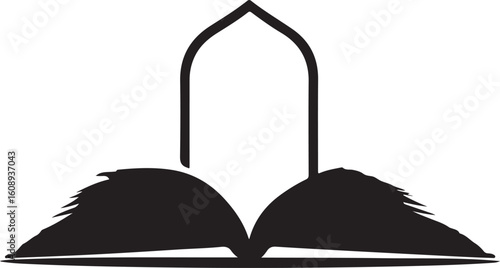 Islamic archway over open book symbol