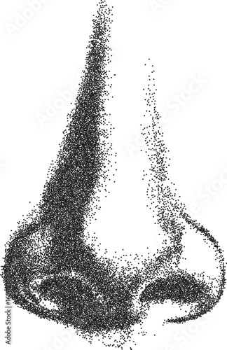 Nose vintage y2k stipple art, scent halftone stipple brutalist retro vector png with transparent background, sniff 2000s aesthetic photocopy effect tattoo