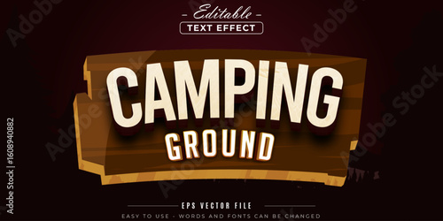 Sign of camping ground, editable text effect.