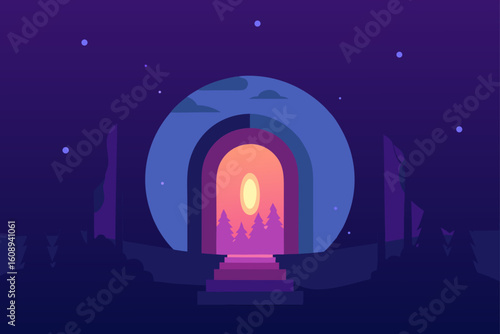 Magical Portal Opening in a Dark Forest