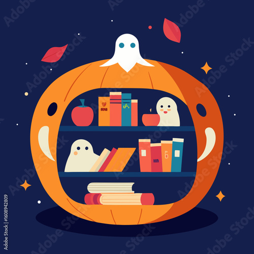Enchanted Glowing Library Inside a Giant Hollow Tree